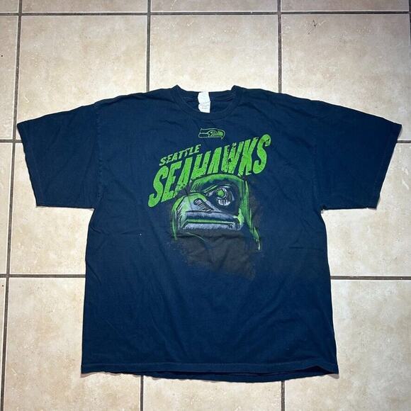 2000s Seattle Seahawks NFL Football Blue Graphic T-Shirt Mens Size XXL AAA Tag - Picture 1 of 7